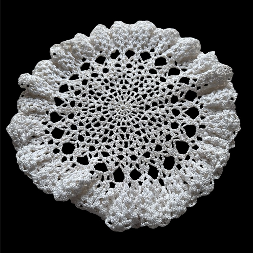 Elegant White Crochet Doily edges multi layered 12 x 12